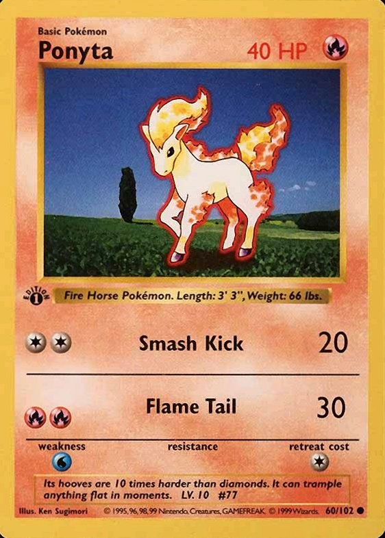 1999 Pokemon Game Ponyta #60 TCG Card