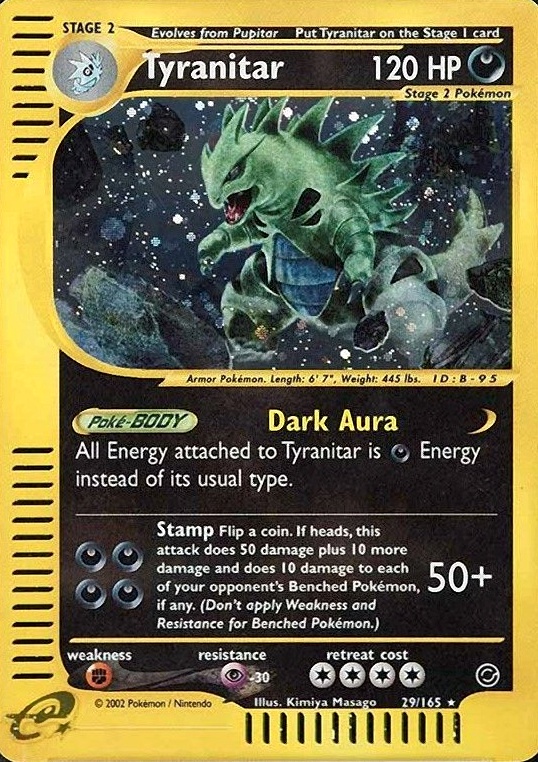 2002 Pokemon Expedition Tyranitar-Holo #29 TCG Card