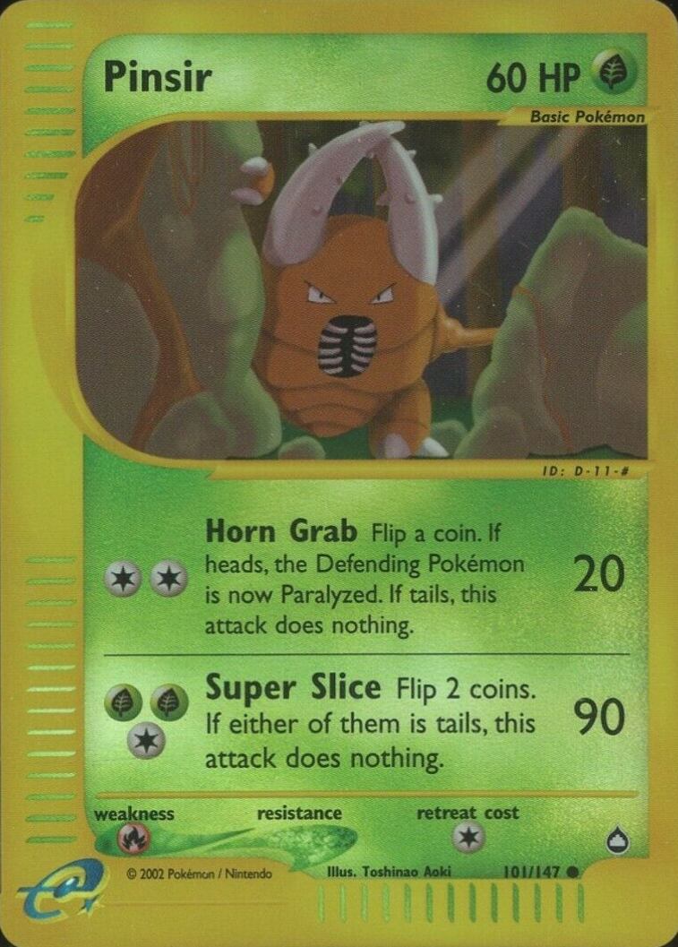 2003 Pokemon Aquapolis Pinsir-Reverse Foil #101 TCG Card