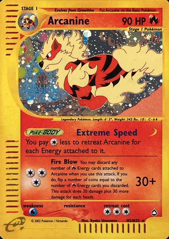 2003 Pokemon Aquapolis Arcanine-Holo #H2 TCG Card
