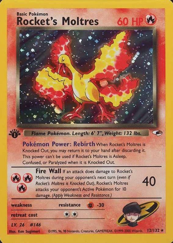 2000 Pokemon Gym Heroes  Rocket's Moltres #12 TCG Card