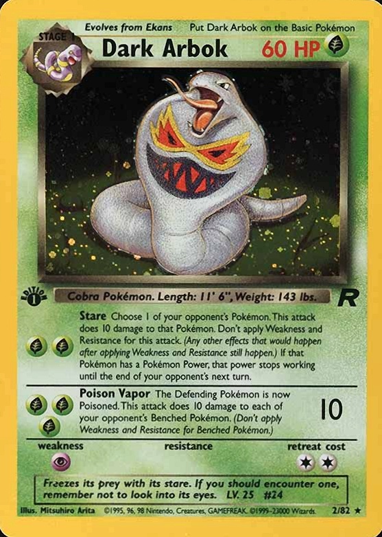 2000 Pokemon Rocket Dark Arbok-Holo #2 TCG Card