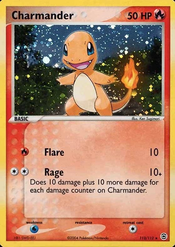 2004 Pokemon EX Fire Red & Leaf Green Charmander-Holo #113 TCG Card