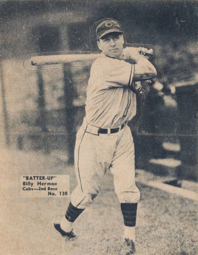 1934 Batter Up Billy Herman #138 Baseball Card