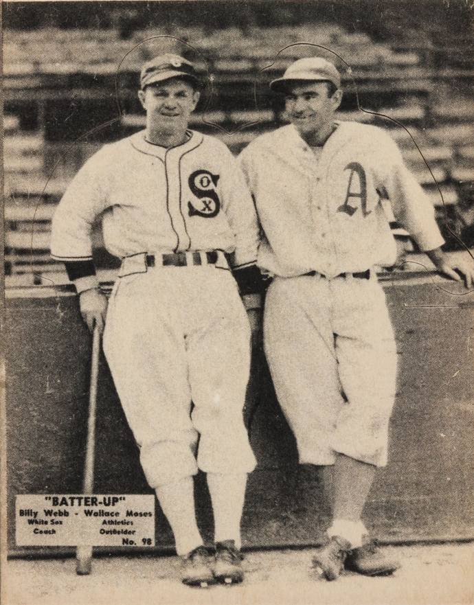 1934 Batter Up Billy Webb/Wallace Moses #98 Baseball Card