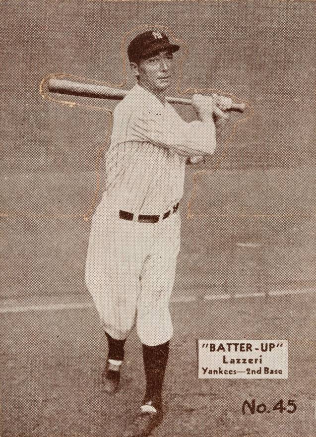 1934 Batter Up Tony Lazzeri #45 Baseball Card