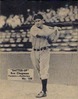 1934 Batter Up Ben Chapman #188 Baseball Card