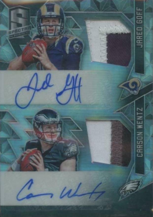 2016 Panini Spectra Rookie Dual Patch Autographs Carson Wentz/Jared Goff #TOP Football Card