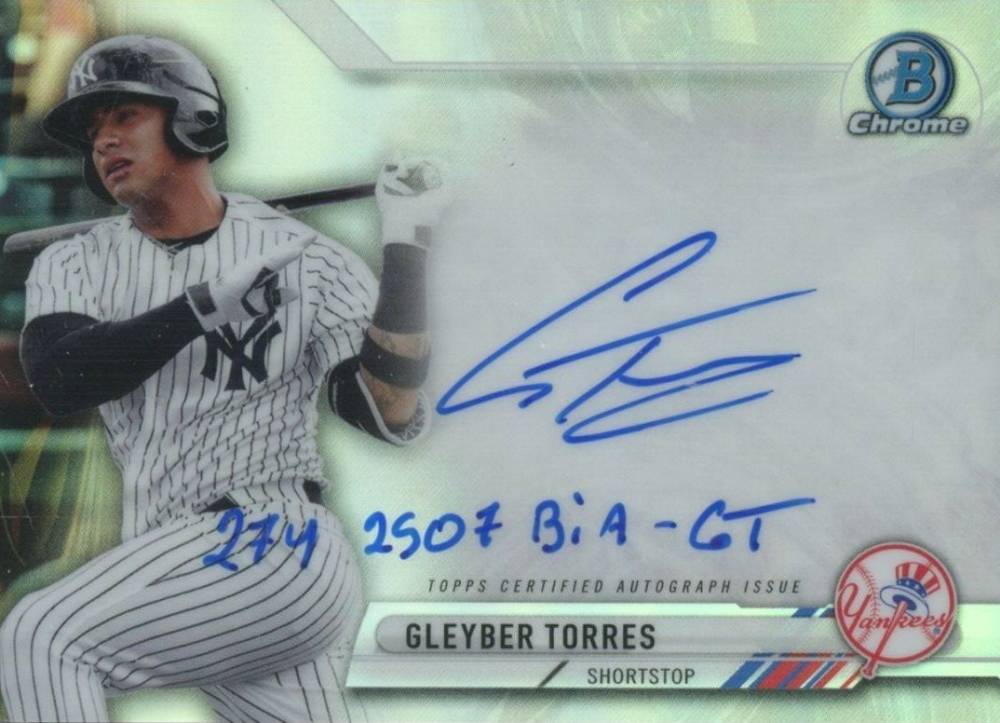 2017 Bowman Chrome Prime Chrome Inscription Autograph Gleyber Torres #GT Baseball Card