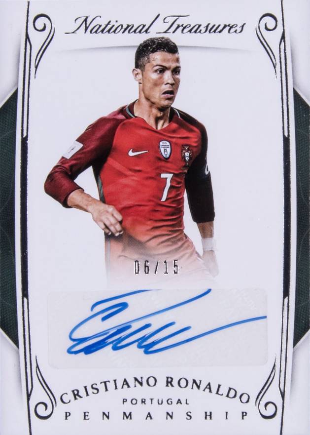 2018 Panini National Treasures Penmanship Autographs Cristiano Ronaldo #P-CR7 Soccer Card
