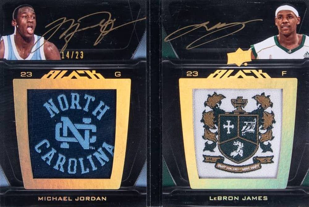 2011 Upper Deck Exquisite Collection UD Black Dual Patch Autographs Jordan/James #LP2-JJ Basketball Card