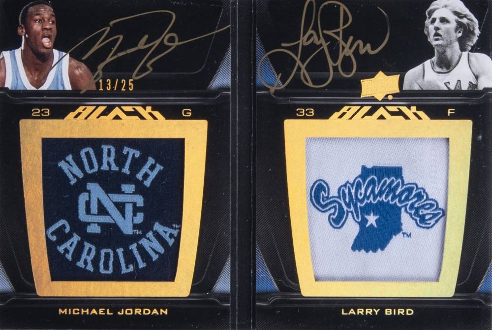 2011 Upper Deck Exquisite Collection UD Black Dual Patch Autographs Jordan/Bird #LP2-BJ Basketball Card