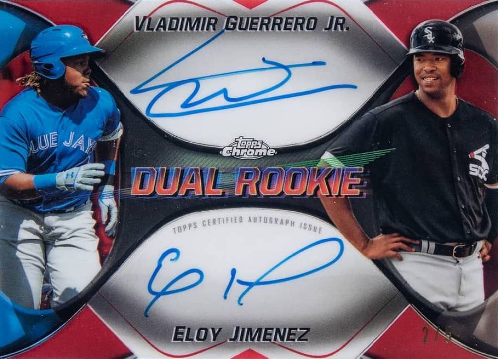 2019 Topps Chrome Dual Rookie Autographs Eloy Jimenez/Vladimir Guerrero Jr. #DRAGJ Baseball Card