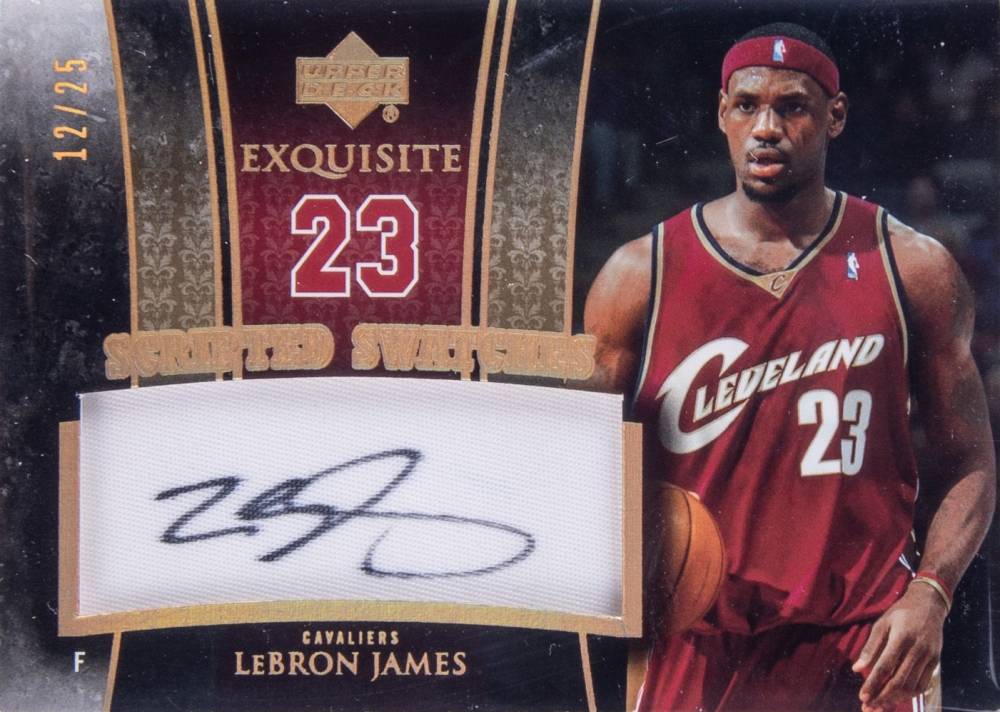 2005 Upper Deck Exquisite Collection Scripted Swatches LeBron James #SS-LJ Basketball Card