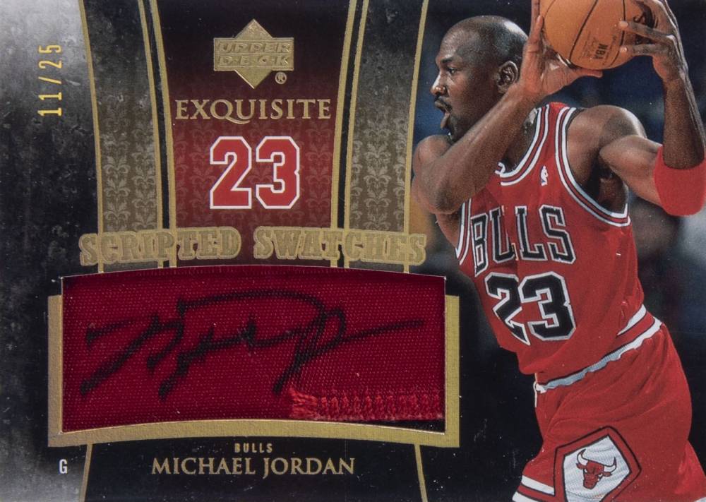 2005 Upper Deck Exquisite Collection Scripted Swatches Michael Jordan #SS-MJ Basketball Card