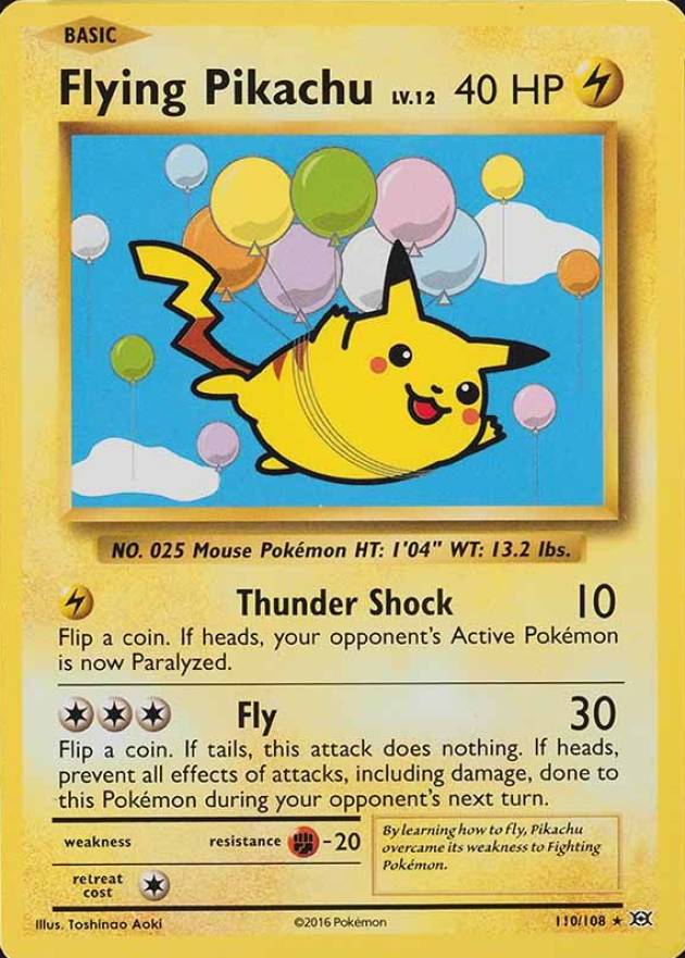 2016 Pokemon XY Evolutions Flying Pikachu #110 TCG Card