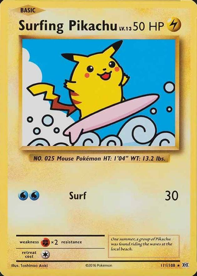 2016 Pokemon XY Evolutions Surfing Pikachu #111 TCG Card