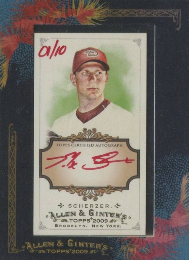 2009 Topps Allen & Ginter Autographs-Red Ink Max Scherzer #AGAMS Baseball Card