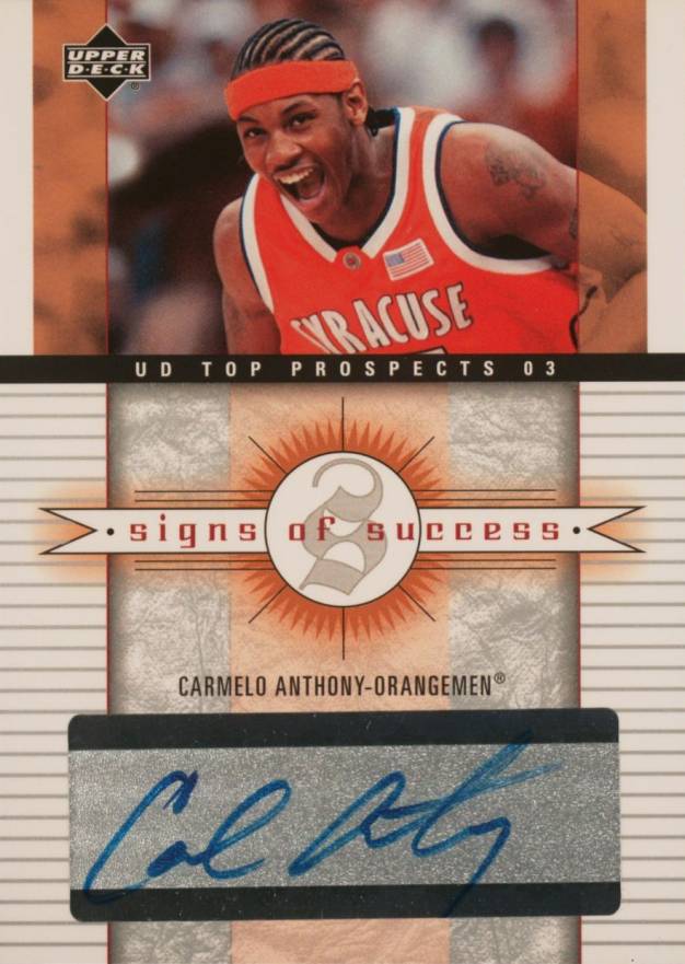 2003 Upper Deck Top Prospects Signs of Success Carmelo Anthony #SS-CA Basketball Card