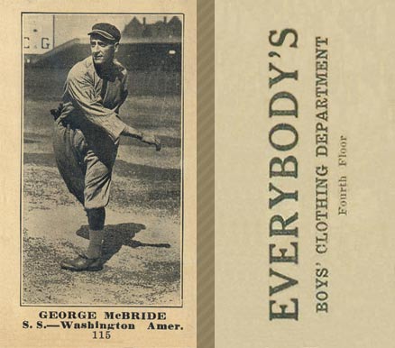 1916 Everybody's George McBride #115 Baseball Card