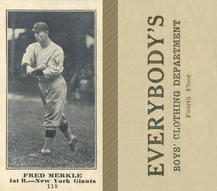1916 Everybody's Fred Merkle #118 Baseball Card