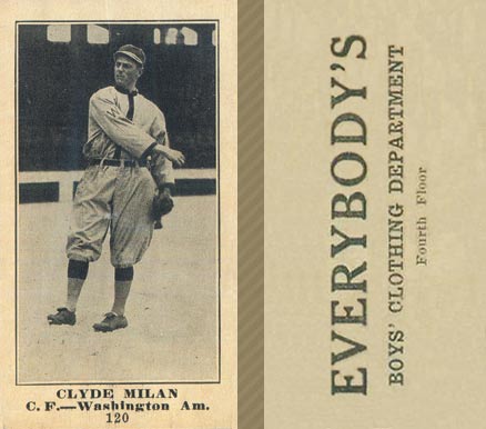 1916 Everybody's Clyde Milan #120 Baseball Card
