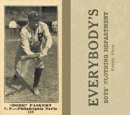 1916 Everybody's Dode Paskert #136 Baseball Card