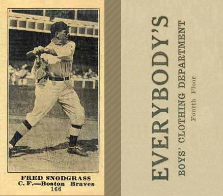 1916 Everybody's Fred Snodgrass #166 Baseball Card