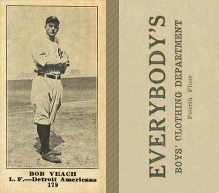 1916 Everybody's Bob Veach #179 Baseball Card