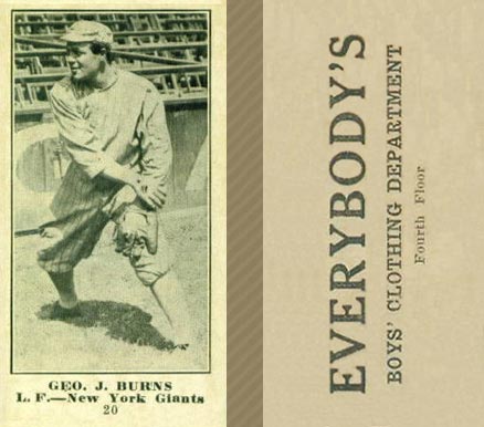 1916 Everybody's Geo. J. Burns #20 Baseball Card