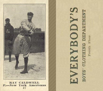 1916 Everybody's Ray Caldwell #27 Baseball Card