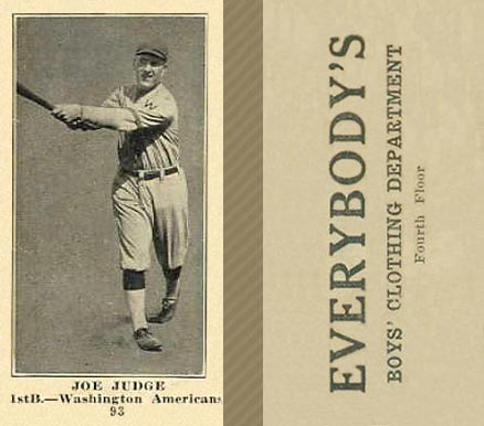 1916 Everybody's Joe Judge #93 Baseball Card