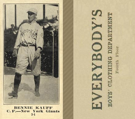1916 Everybody's Bennie Kauff #94 Baseball Card