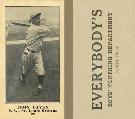 1916 Everybody's John Lavan #99 Baseball Card