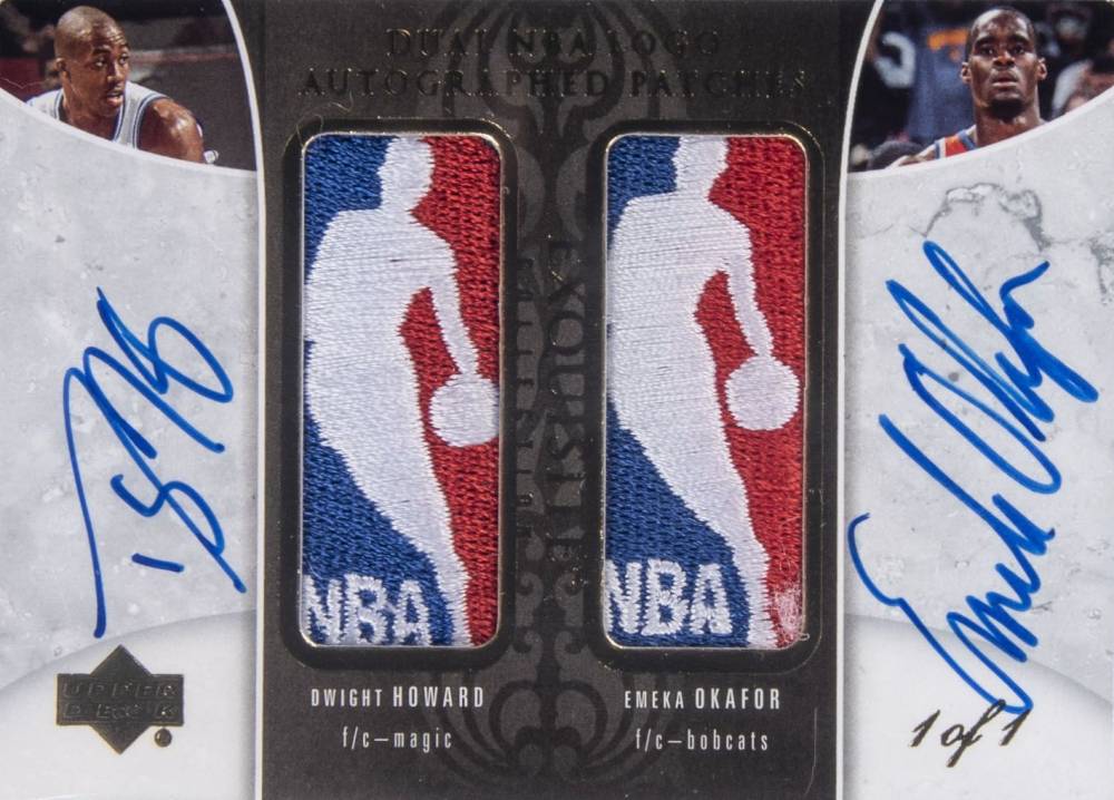 2005 Upper Deck Exquisite Collection Logoman Autographs Dual Dwight Howard/Emeka Okafor #DLA-HO Basketball Card