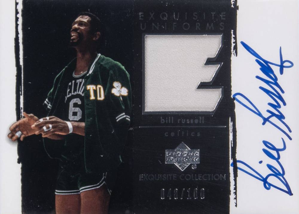 2003 Upper Deck Exquisite Collection Autograph Patches Bill Russell #AP-BR Basketball Card
