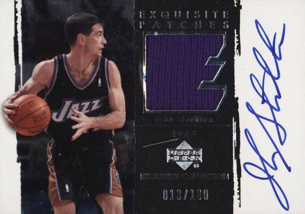 2003 Upper Deck Exquisite Collection Autograph Patches John Stockton #AP-JS Basketball Card