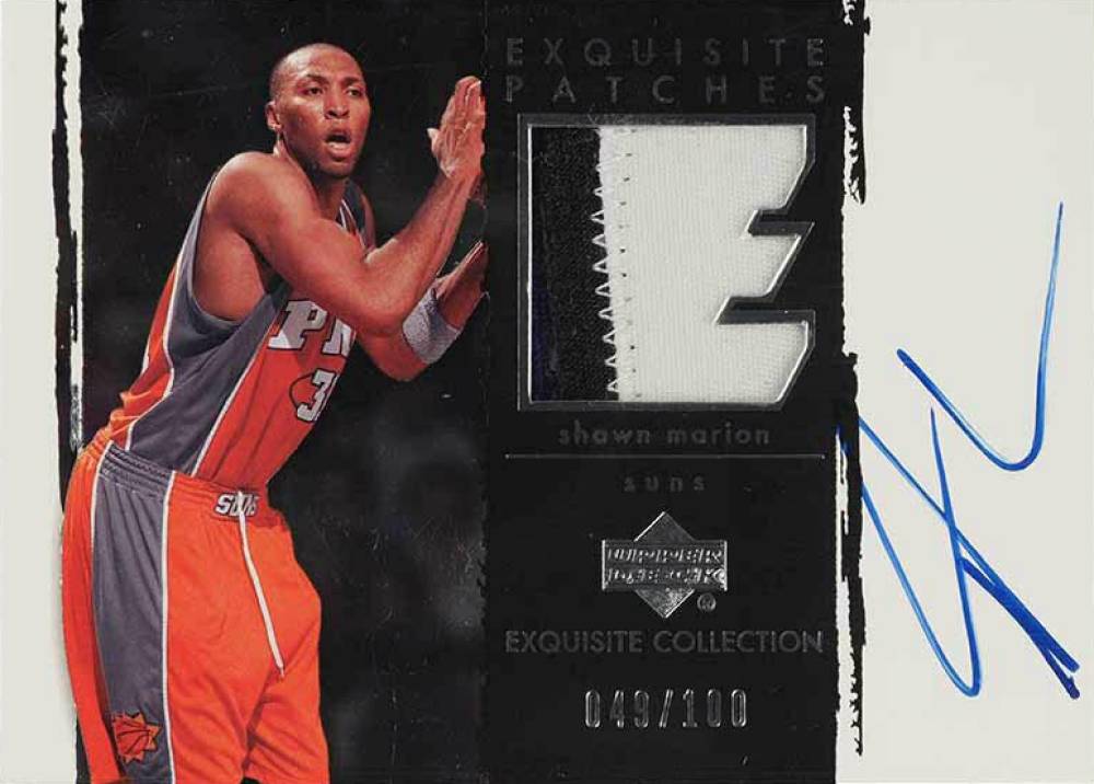 2003 Upper Deck Exquisite Collection Autograph Patches Shawn Marion #AP-SH Basketball Card