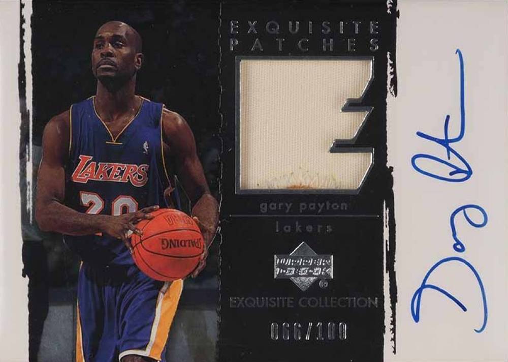 2003 Upper Deck Exquisite Collection Autograph Patches Gary Payton #AP-GP Basketball Card