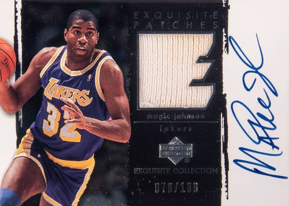 2003 Upper Deck Exquisite Collection Autograph Patches Magic Johnson #AP-MA Basketball Card