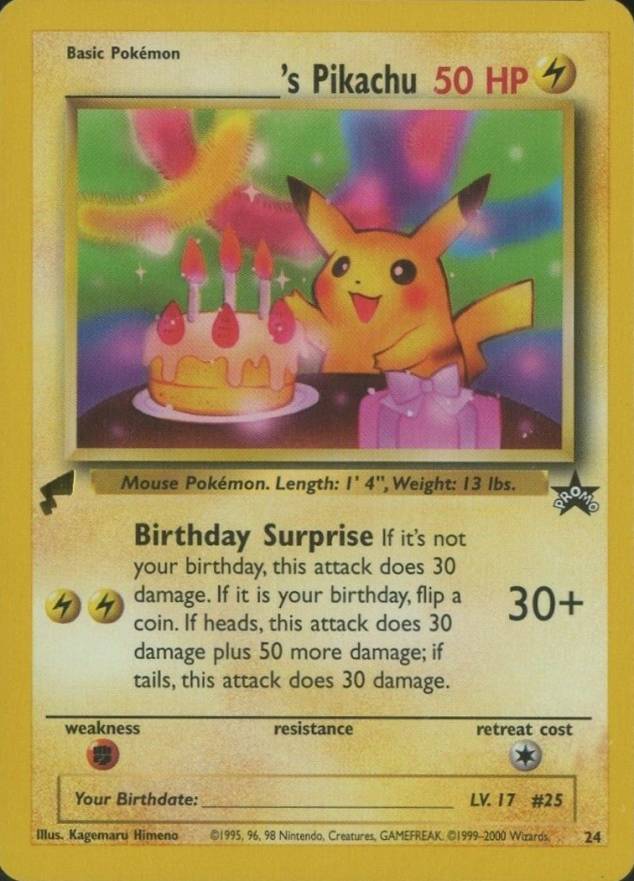 2000  Pokemon Pikachu World Birthday Pikachu #24 TCG Card