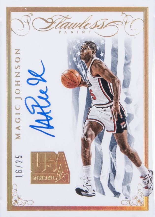 2014 Panini Flawless Team USA Autographs Magic Johnson #B-MJ Basketball Card