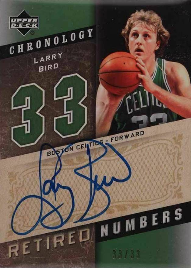 2006 Upper Deck Chronology Retired Numbers Autographs Larry Bird #RN-LB Basketball Card