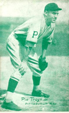 1926 Exhibit Postcard backs (1926-1929) Pie Traynor # Baseball Card