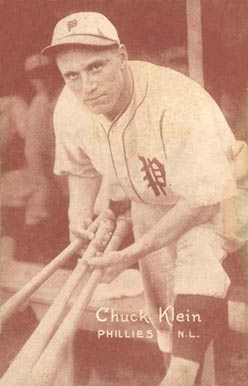 1926 Exhibit Postcard backs (1926-1929) Chuck Klein # Baseball Card