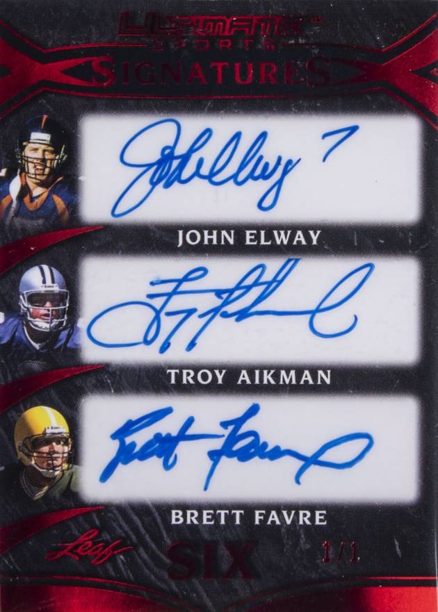 2019 Leaf Ultimate Signatures Six Elway/Aikman/Favre/Staubach/Bradshaw/Griese #US6-01 Football Card