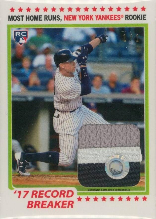 2017 Topps Transcendent Collection Topps History Aaron Judge Relic 1/1 Aaron Judge #78RB Baseball Card