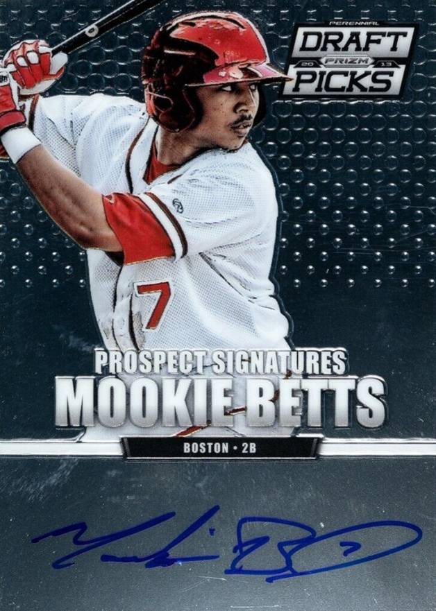 2013 Panini Prizm Perennial Draft Picks Prospect Signatures Mookie Betts #97 Baseball Card
