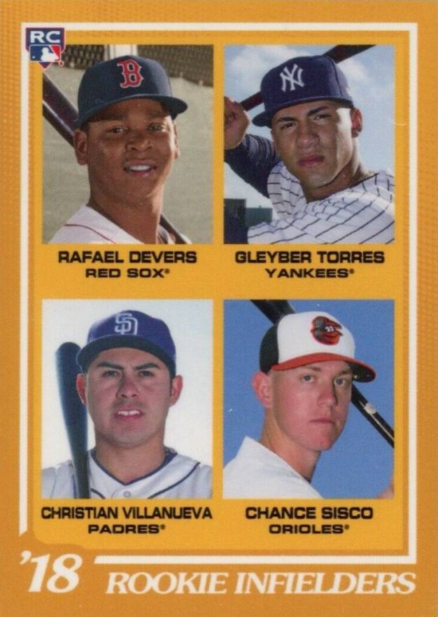 2018 Topps on Demand Inspired By 1978 4-Player Rookies Chance Sisco/Christian Villanueva/Gleyber Torres/Rafael Devers #R2 Baseball Card