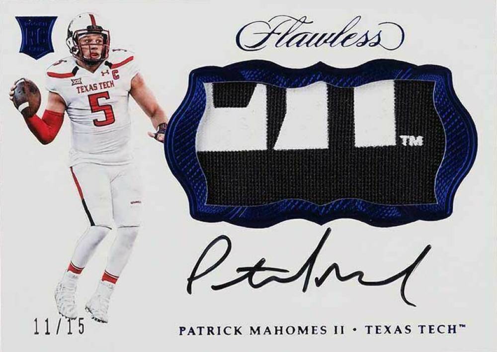 2017 Panini Flawless Collegiate Rookie Patch Autograph Patrick Mahomes II #PH Football Card